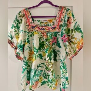 Johnny Was Workshop Floral Blouse